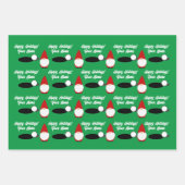 Golfing Christmas gnome wrapping paper sheets ラッピングペーパーシート (正面)