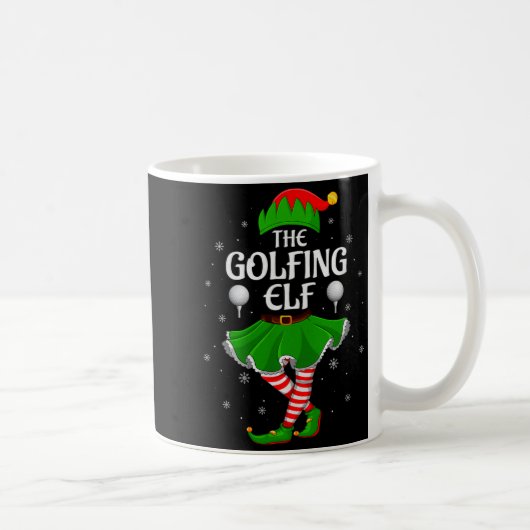Golfing Elf Christmas Family Girls Women Elf Squad コーヒーマグカップ (右)