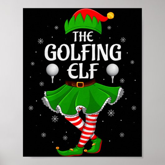 Golfing Elf Christmas Family Girls Women Elf Squad ポスター (正面)