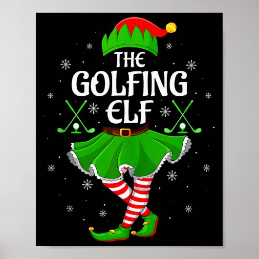 Golfing Elf Christmas Girls Women Elf Squad Xmas F ポスター (正面)