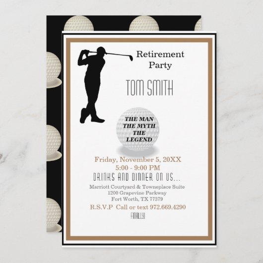 Golfing in My Future Retirementパーティー 招待状 (正面/裏面)