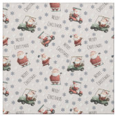 Golfing Santa on Beige ファブリック (見本)
