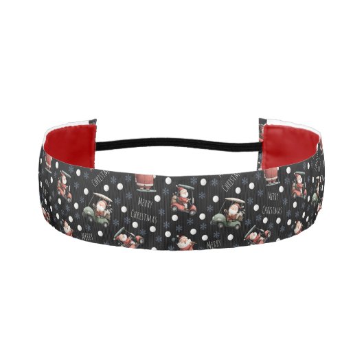 Golfing Santa on Black アスレチックヘッドバンド (正面)