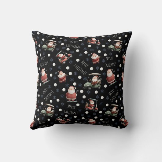 Golfing Santa on Black クッション (裏面)