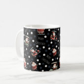 Golfing Santa on Black コーヒーマグカップ (正面左)