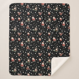 Golfing Santa on Black シェルパブランケット