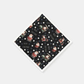 Golfing Santa on Black スタンダードカクテルナプキン (角)