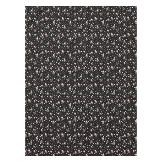 Golfing Santa on Black テーブルクロス (正面)