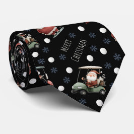 Golfing Santa on Black ネクタイ