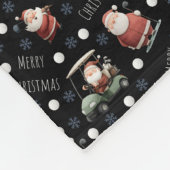 Golfing Santa on Black フリースブランケット (角)