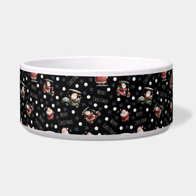 Golfing Santa on Black ボウル (正面)