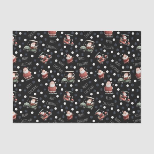 Golfing Santa on Black 薄葉紙 (正面)