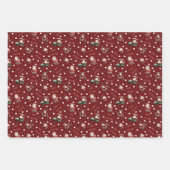 Golfing Santa on Dark Red ラッピングペーパーシート (正面)