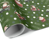 Golfing Santa on Deep Green ラッピングペーパー (ロールコーナー)