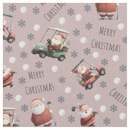 Golfing Santa on Dusty Rose ファブリック