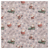 Golfing Santa on Dusty Rose ファブリック (見本)