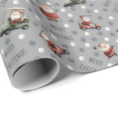 Golfing Santa on Gray Fabric ラッピングペーパー (ロールコーナー)