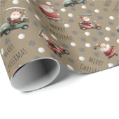 Golfing Santa on Hardwood Brown ラッピングペーパー (ロールコーナー)
