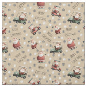 Golfing Santa on Light Tan ファブリック (見本)
