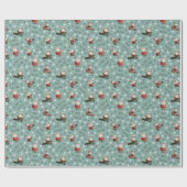 Golfing Santa on Light Viridian Green ラッピングペーパー (フラット)