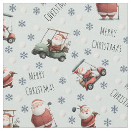 Golfing Santa on Pale Green ファブリック