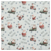 Golfing Santa on Pale Green ファブリック (見本)