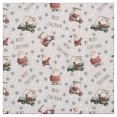 Golfing Santa on Pale Pink ファブリック (見本)