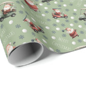 Golfing Santa on Sage Green ラッピングペーパー (ロールコーナー)