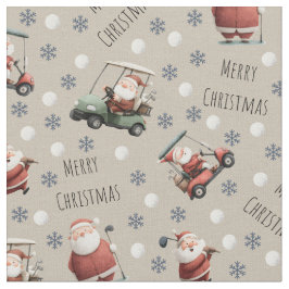 Golfing Santa on Vanilla ファブリック