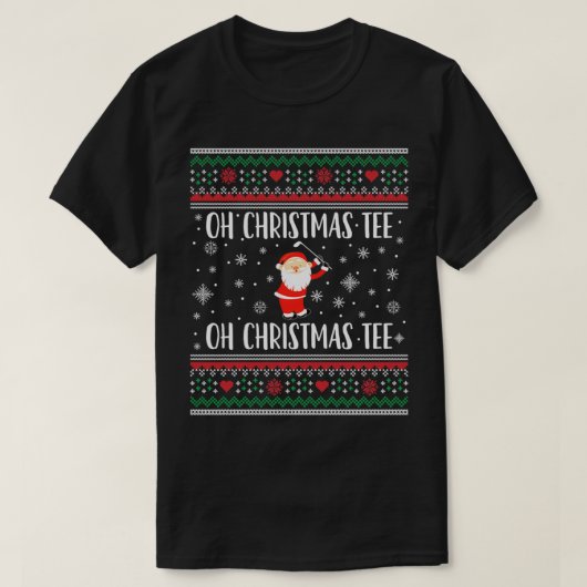 Golfing Santa Ugly Christmas Tee Golf Golfer Tシャツ (デザイン正面)