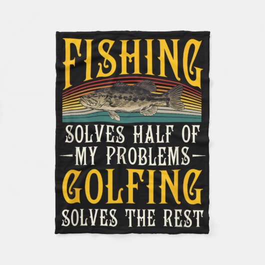 Golfing Solves The Rest Of My Problems Fishing Hob フリースブランケット (正面)