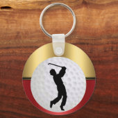 Golfing Sport ball and golfer Elegant background キーホルダー (正面)