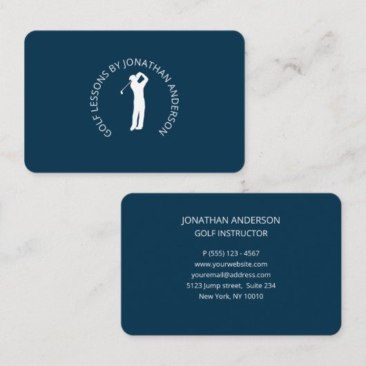 Golfspieler Dunkelblau Business 名刺 (正面/裏面)