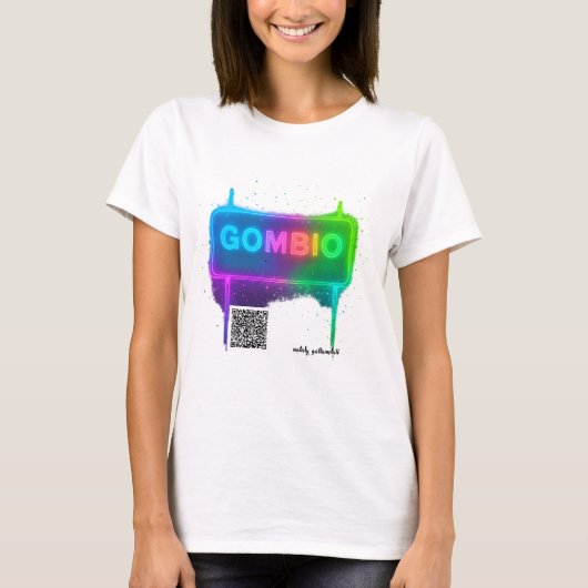 GombioネオンQRコード旅行土産Tシャツ Tシャツ (正面)