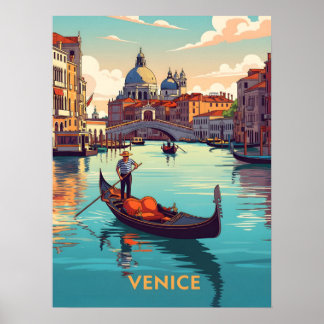 Gondola ride in Venice with historic buildings ポスター