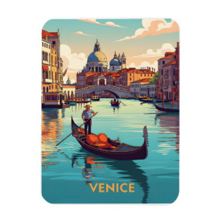 Gondola ride in Venice with historic buildings マグネット
