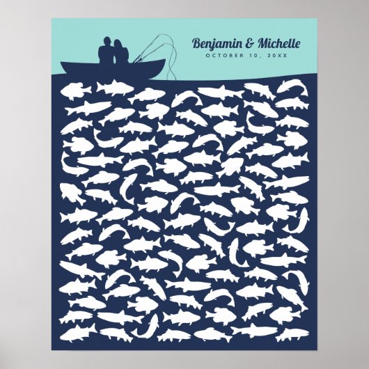 Gone魚釣りゲストブックポスター – 100署名 ポスター (正面)