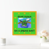 GONE FISHIN!!! スクエア壁時計 (ホーム)