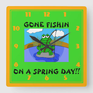 GONE FISHIN!!! スクエア壁時計