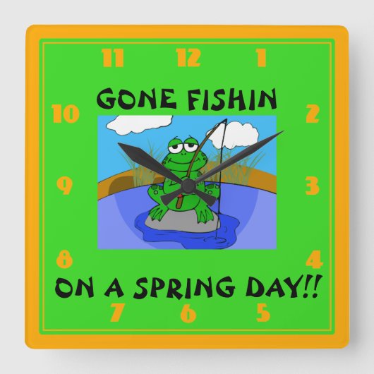 GONE FISHIN!!! スクエア壁時計 (正面)