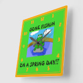 GONE FISHIN!!! スクエア壁時計 (傾斜)