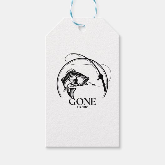 Gone Fishin' | モノクロ ギフトタグ (正面)