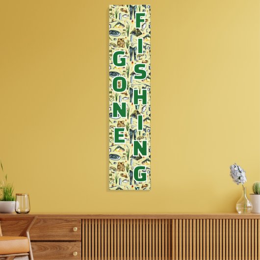 Gone Fishing Fishing Gear Home Business キャンバスプリント (インサイチュ (リビング))