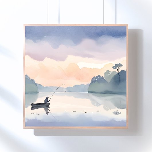 Gone Fishing | Lake Airy Watercolor Peaceful ポスター