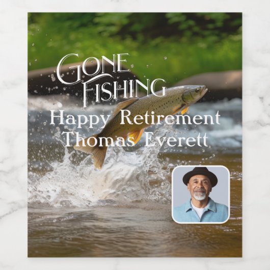 Gone Fishing Retirement ワインラベル (シングルラベル)