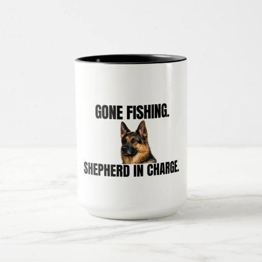 Gone Fishing. Shepherd in Charge. Mug マグカップ (中央)