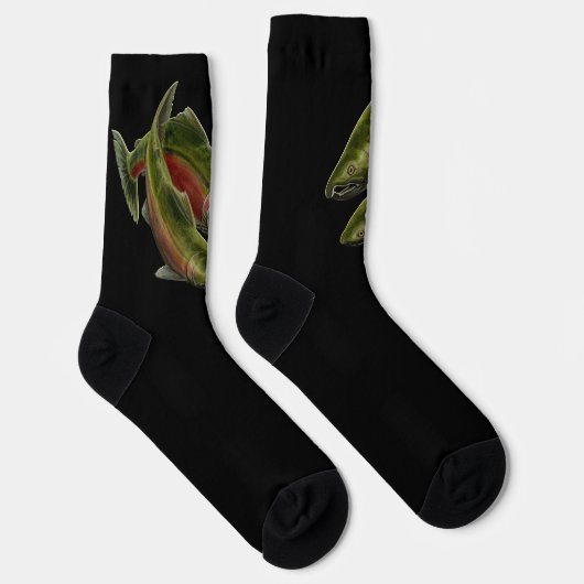 Gone Fishing Socks Coho Salmon Art Socks ソックス (右)