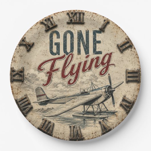 Gone Flying Vintage Seaplane ペーパープレート (正面)