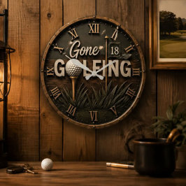 Gone Golfing Funny Golf Lover Gift ラージ壁時計