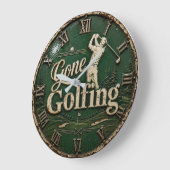 Gone Golfing Vintage Golf Golfer Gift ラージ壁時計 (傾斜)